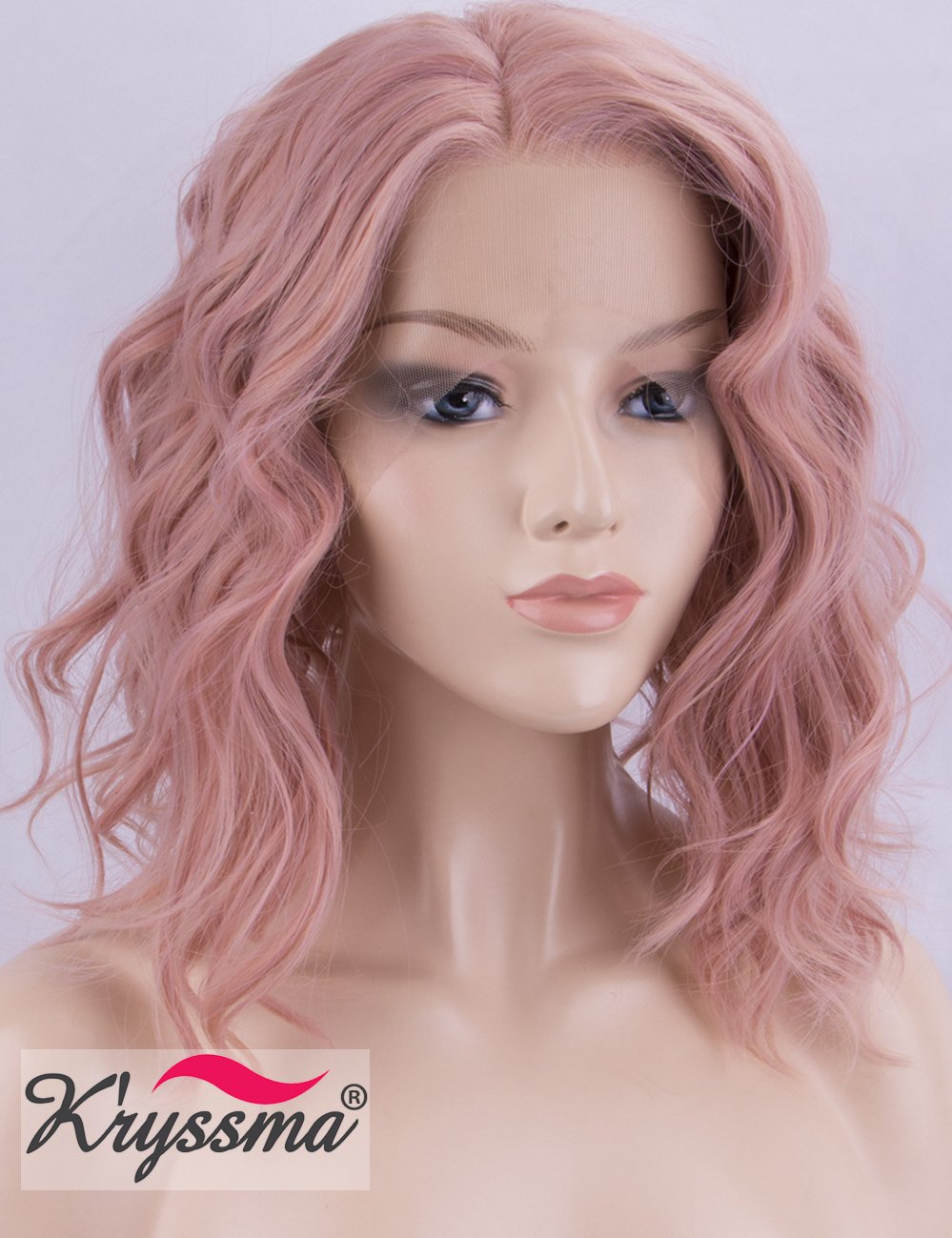 Amazon Com K Ryssma Short Bob Lace Front Wigs Wavy Rose Gold