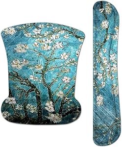 HAOCOO Keyboard Wrist Rest and Mouse Pad with Wrist Support,Ergonomic Non-Slip Memory Foam,Comfortable Mouse Pad for Laptop Computer Gaming Office, Easy Typing & Pain Relief (Cherry Blossoms)