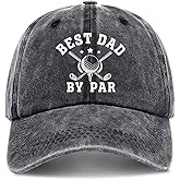 zcyhtqp, Best Dad by Par, Funny Baseball Cap, Funny Golf Hats with Sayings, Humor Caps, Adjustable Cotton Baseball Cap, Perfect Golf Gift for Dad Black