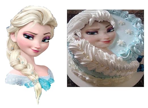 Frozen Elsa Head And Braid Edible Cake Topper Only For Displayed Cake Birthday Decor Frosting Party Decoration Sheet Premium Sheets
