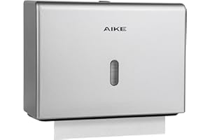 AIKE 200 Sheets Wall Mount Paper Towel Dispenser with Clear Window.Fit Multifold Paper Size 10"x3.1" or Smaller,Silver Finish