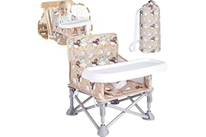 Otrolepota Portable Booster Seat,Toddler Baby Seat with Tray for Dining Table Compact Floor Chair for Camping Lawn Beach Babies Travel 6-36 Months