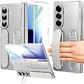 YQODSZ Wrist Strap for Samsung Galaxy Z Fold 7 Case, Finger Strap Full-Body Case with Kickstand Hinge Protection HD Screen Protector Raised Edge Protection Anti-Scratch Stand Cover for Z Fold 7 Clear