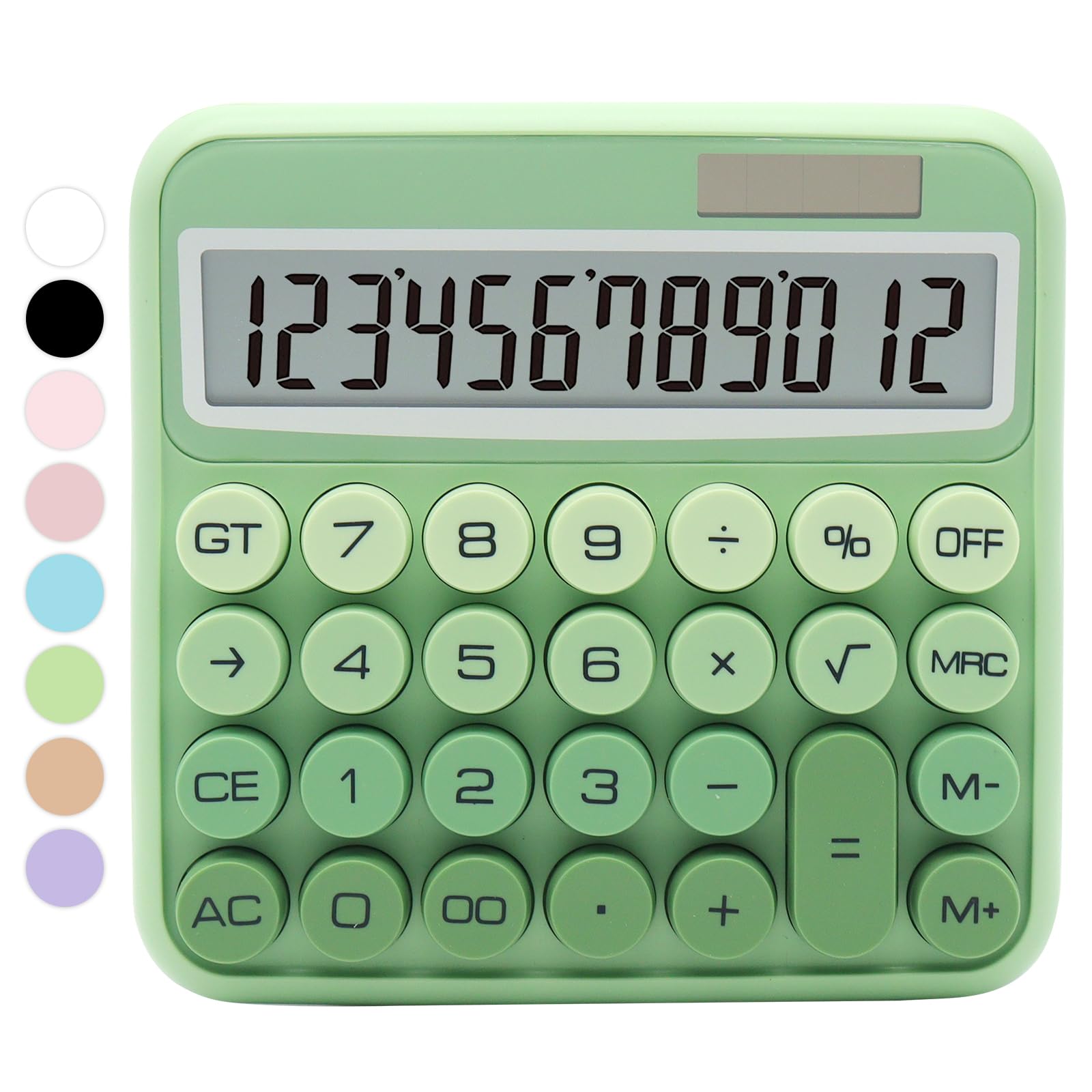 Gradient Green Standard Calculator - 12 Digit With Large LCD Display and Big Buttons, Green Office Accessories for Women's Desk, Cute for Office, School, Home, Business