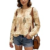Akivide Women's Novelty Floral and Animal Printed sweatshirt, Casual Loose Fall Round Neck long Sleeve Pullover Tops