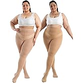 CozyWow Plus Size Tights for Women 80D Soft Solid Color Semi Opaque Pantyhose High Waist 1X 2X 3X 4X