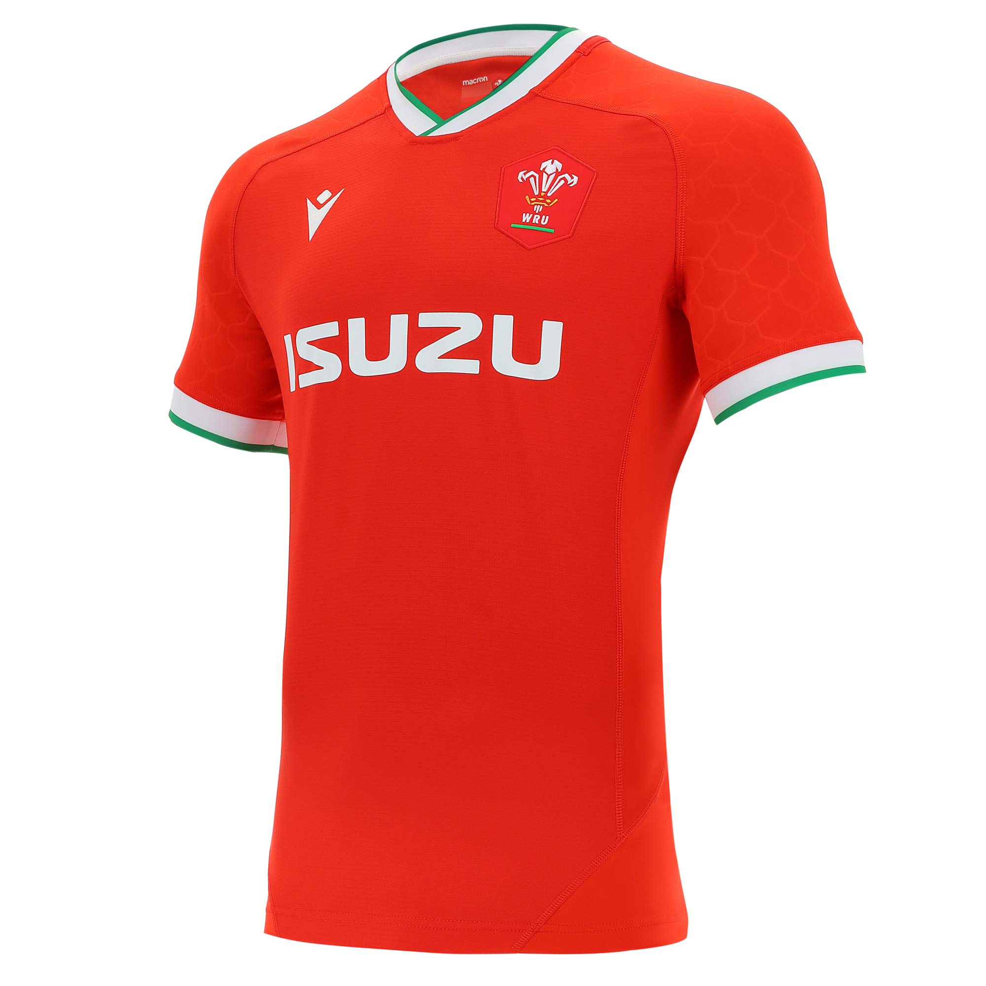 Macron 58125551 Wru M20 WRU M20 Jersey Home Pro Authentic Technical Body Fit Ss Sr, Red, S Men's, mens, 58125551, red, 3XL