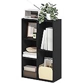 Furinno LUDER Book Shelf, 5-Cube Bookshelf, Reversible Bookcase, 9.4 x 19.5 x 31.5, for Living Room, Bedroom, Home Office, Blackwood