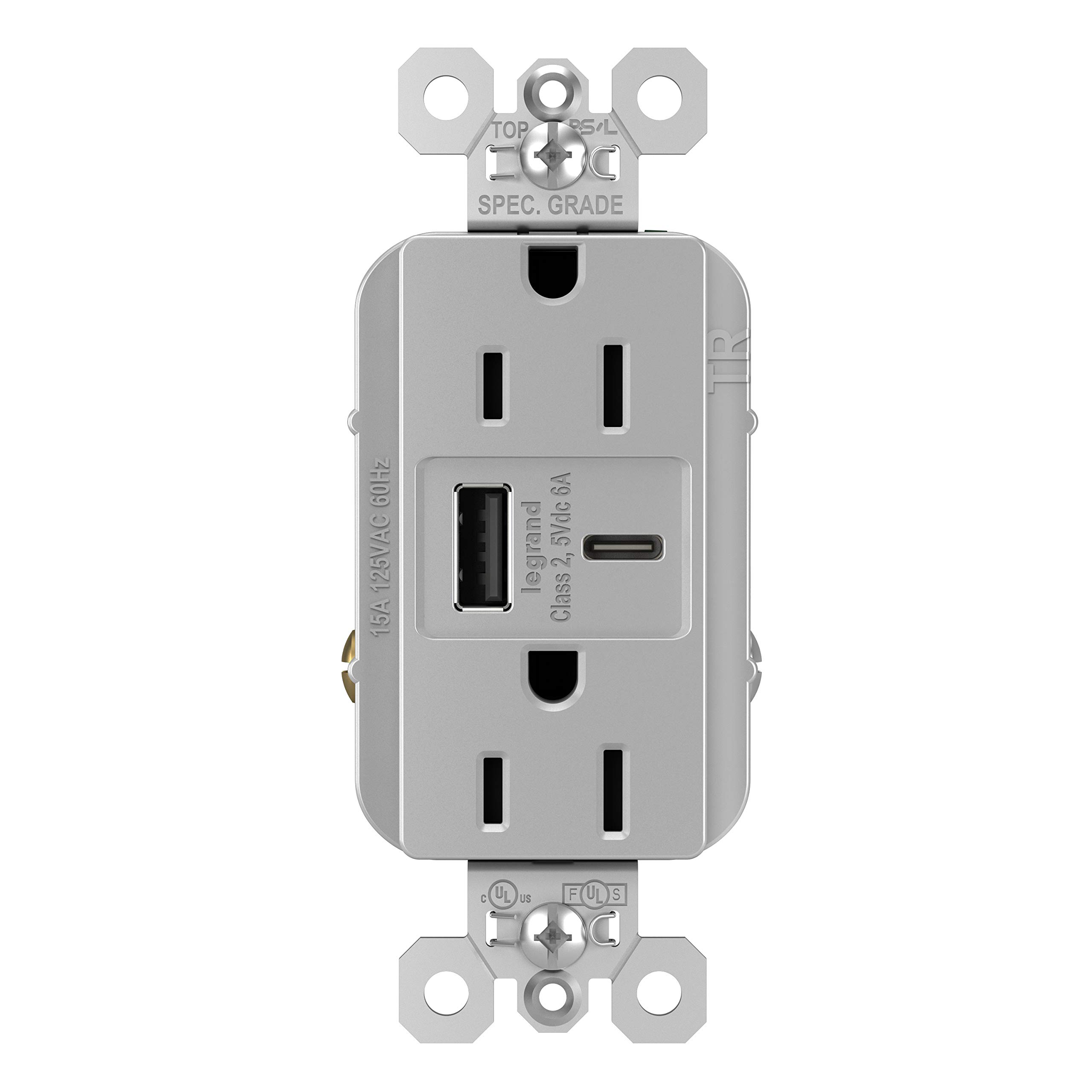 Legrand Pass & Seymour TR20USBCC6W Radiant 20A Duplex Outlet With Dual USB Ports – White
