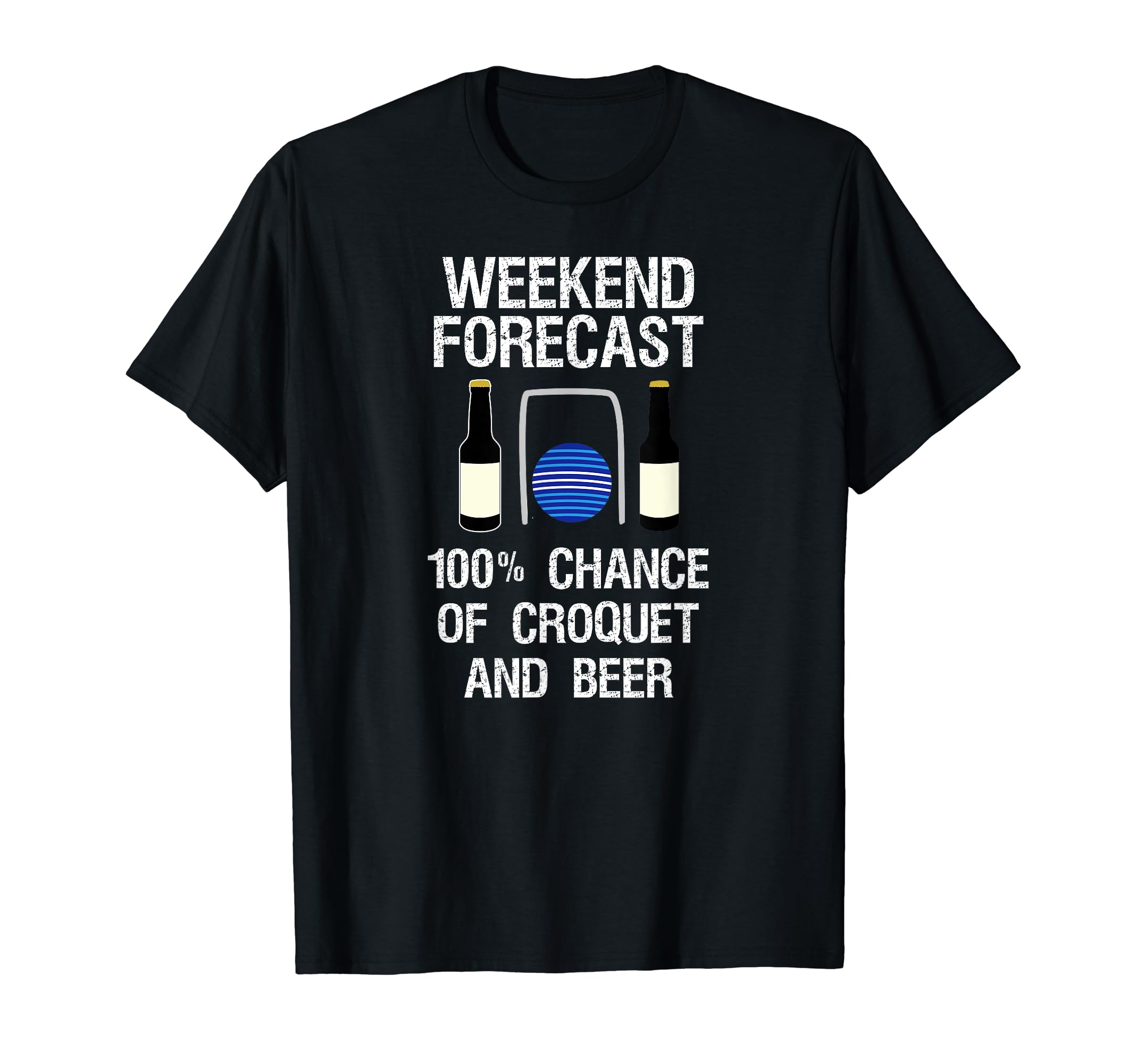 Croquet T-Shirt - Funny Croquet Weekend Forecast Beer T-Shirt