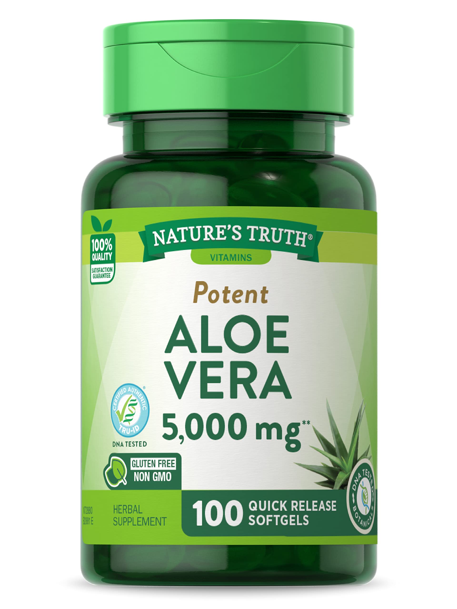 Aloe vera gel capsules | 5000 mg 100 softgels | non-gmo, gluten