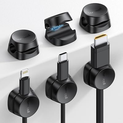 Lamicall 6 Pack Spring Cable Holder Clips 2.5-8mm No-Residue Adhesive Desk