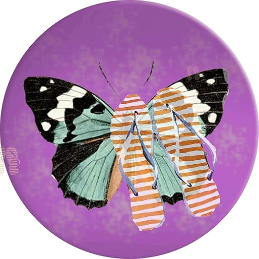 PEIGJH Runde Teppiche, Lila blaugrüne Schmetterlingskinder Teppich 60cm