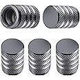 Tire Valve Stem Cap Cover - (5 Pack) Tire Air Caps Metal with Plastic Liner Corrosion Resistant Leak-Proof for Car Truck Motorcycle SUV and Bike Grey