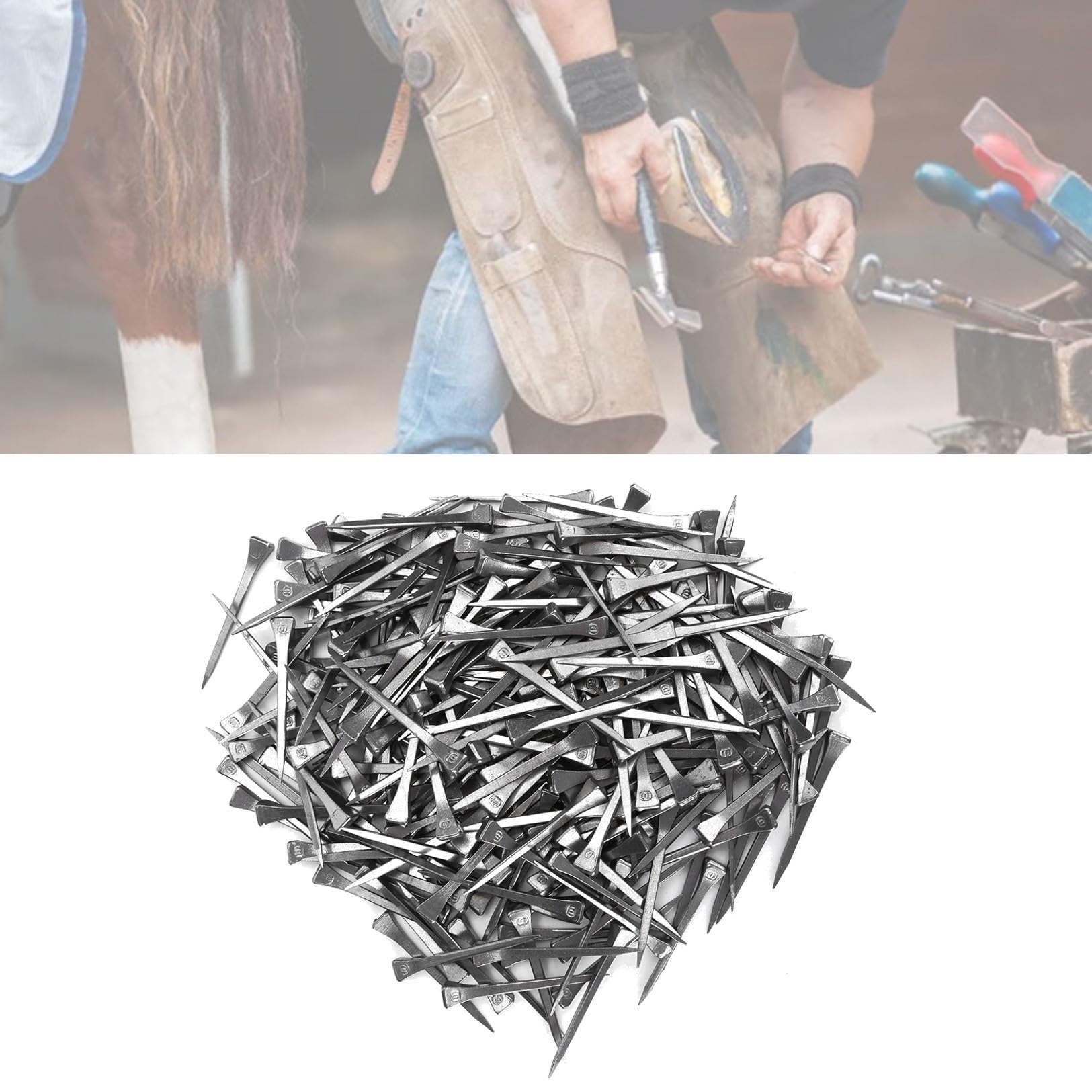 Pack of 250 Horseshoe Nails, Horseshoe Equipment, Horse Training Accessories, Tool 2.1 Inch E6 Hoof Nails for Horse Racing