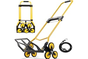 BOJUNST Upgraded Stair Climbing Dolly Cart, 300LB Capacity Folding Stair Climber Hand Truck Dolly with Telescoping Handle & Silent Wheel, Stair Climber Trolley with Elastic Rope for Moving, Luggage, Office