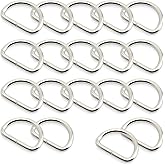CRAFTMEMORE D-Ring Findings 5/8, 3/4 & 1 Inch Metal Non Welded D Rings for Belts Bags Lanyard Leathercraft Avail 4 Colors (3/4" x 20 Pack, Silver)