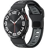 Rugged Silicone Band for Samsung Galaxy Watch 7 6 5 4 FE Band 40mm 44mm/Galaxy Watch 6 Classic 47mm 43mm/Watch 4 Classic 46mm 42mm Men Women, Two-tone No Gap Sport Bands for Samsung Watch 5 Pro 45mm