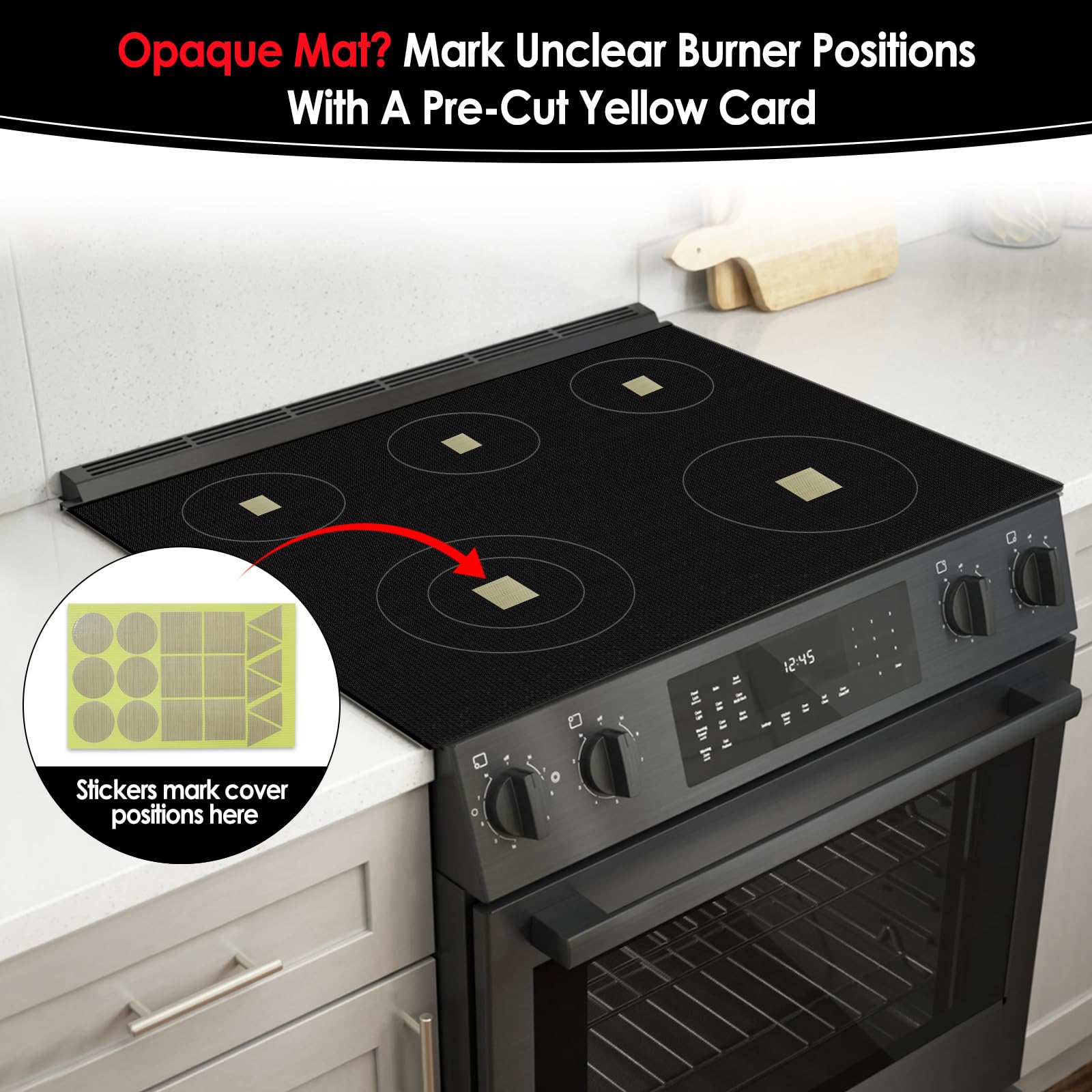 Cook's Aid Large Induction Cooktop Protector Mat,Translucent (Magnetic) Stove Top Cover for Electric Stove (Semi-transparent Black, 21.2x35.4 inch)