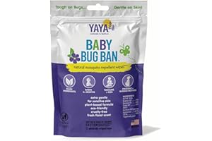 YAYA ORGANICS Baby Bug BAN Insect Repellent Wipes – All-Natural, DEET-Free, Non-Toxic, for Babies, Kids, Pregnant and Nursing Moms and Sensitive Skin (12 Count, Pack of 1)