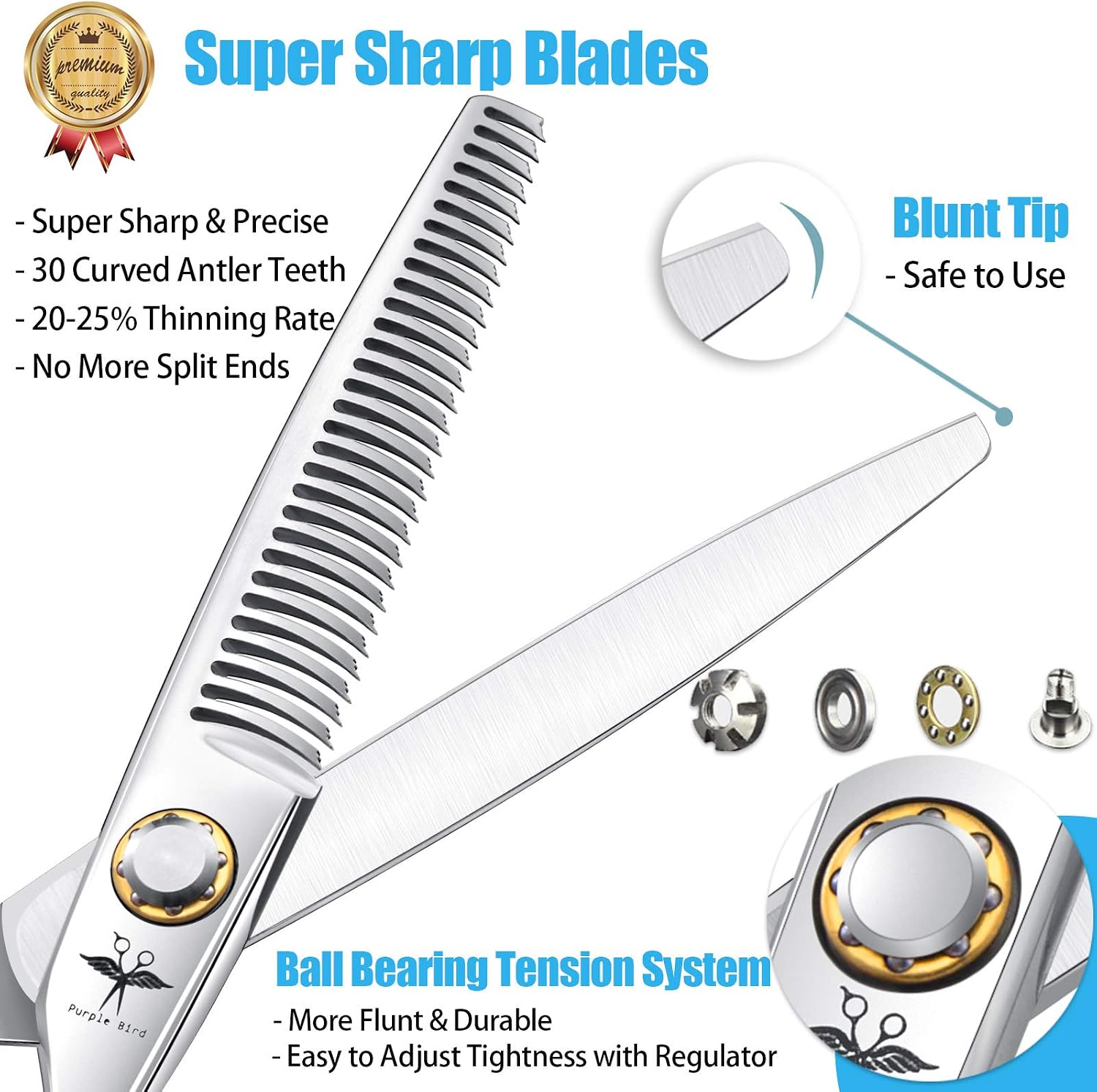 Hairdressing 6 Inch Hair Thinning Scissors, Professional Barber Trimming and Texturizing Shears for Men Women and Kids - Image 3