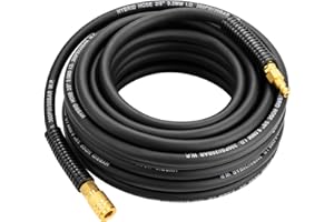 TXECPRO 3/8" Hybrid Air Hose, 50Ft Air Compressor Hose,Heavy Duty, Lightweight, Kink Resistant, All-Weather Flexibility with 1/4-Inch Industrial Quick Coupler Fittings, Bend Restrictors, 300 PSI, Black