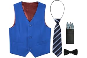 SZZMMER Boys Vest Formal 4 Piece Suit Vest Solid Color Waistcoat and Tie Set with Pockets