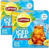 Lipton Iced Tea Decaffeinated, Family Size Tea Bags, 24 Count, Pack of 2