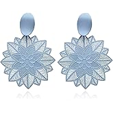 Flower Earrings for Women Hollow Flower Earrings Floral Drop Earrings Pink Flower Earrings Flower Statement Earrings Prom Earrings Wedding Jewelry Gifts for women
