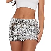 hibshaby Women's Sequin Mini Skirt Sparkly Glitter Stretchy Bodycon Club Party Night Out Skirts