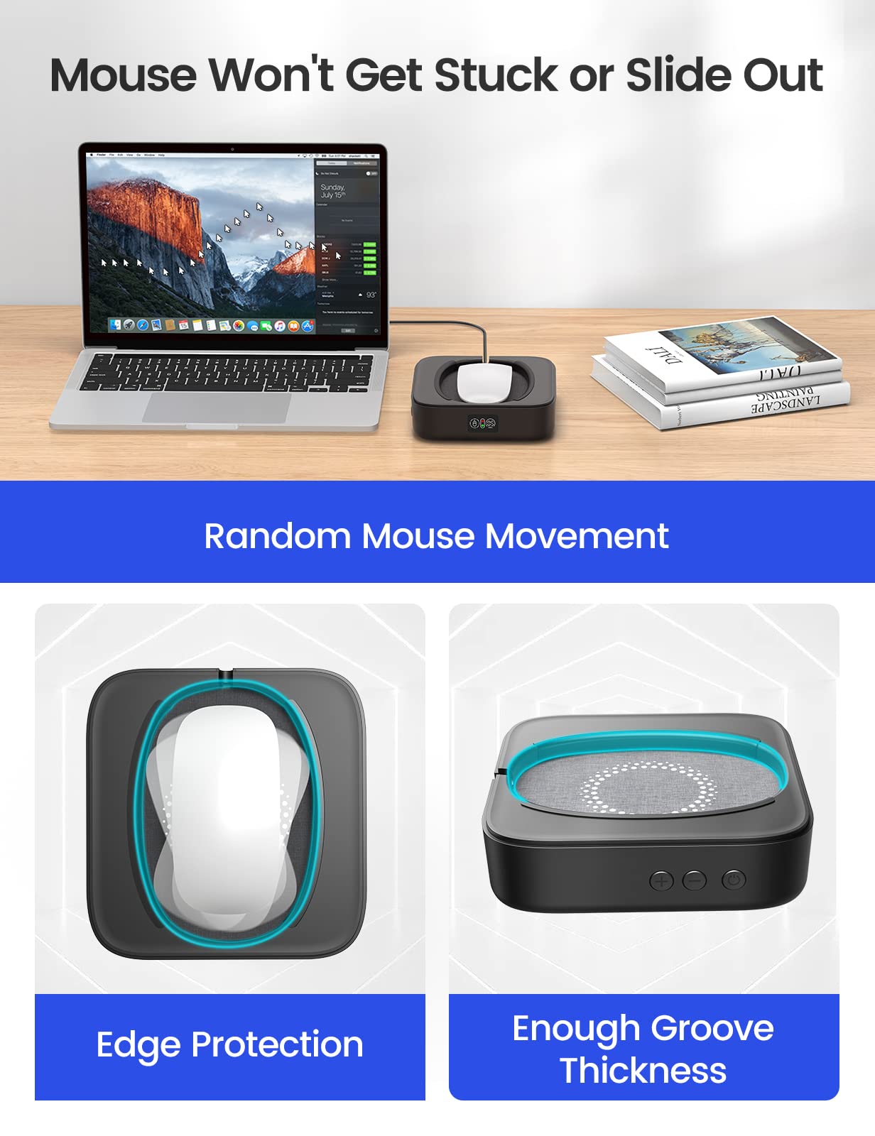STARSIKI Mouse Jiggler Undetectable, No Need to Align Cursor, Mouse Mover Device with Adjustable Interval and Screen, Automatic Mouse Shaker Wiggler for Both Large and Small Mice, Real Random Movement