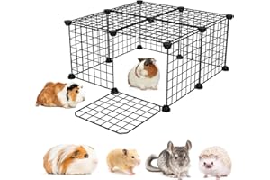 EAROND Guinea Pig Cages with Door and Top, 25x25x12inch Small Animal Cage, 12pcs Metal Grid Panels Small Animal Playpen, Expandable Cage for Guinea Pigs, Rabbits, Hamsters and Hedgehogs, Kitten