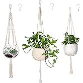 MIPON 3 Pack Macrame Plant Hanger Indoor Hanging Planter for Plants Holder with 3 Hooks,46"/41"/34" Size for Boho Home Decor,