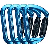 SEPEAK UIAA 30kN Climbing Carabiner Clips, Professional Heavy Duty Twist Locking Carabiners for Climbing,Mountaineering, Rappelling, Camping, Hiking, Swings, Large D Ring Hooks