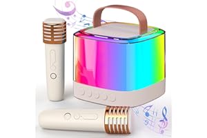 SaundBlokz Mini Karaoke Machine with 2 Wireless Microphones for Kids Teens Adults Portable Bluetooth Speaker Funtion Birthday Christmas Gifts for Girls Boys Age 4-12 for Home Party Music Player