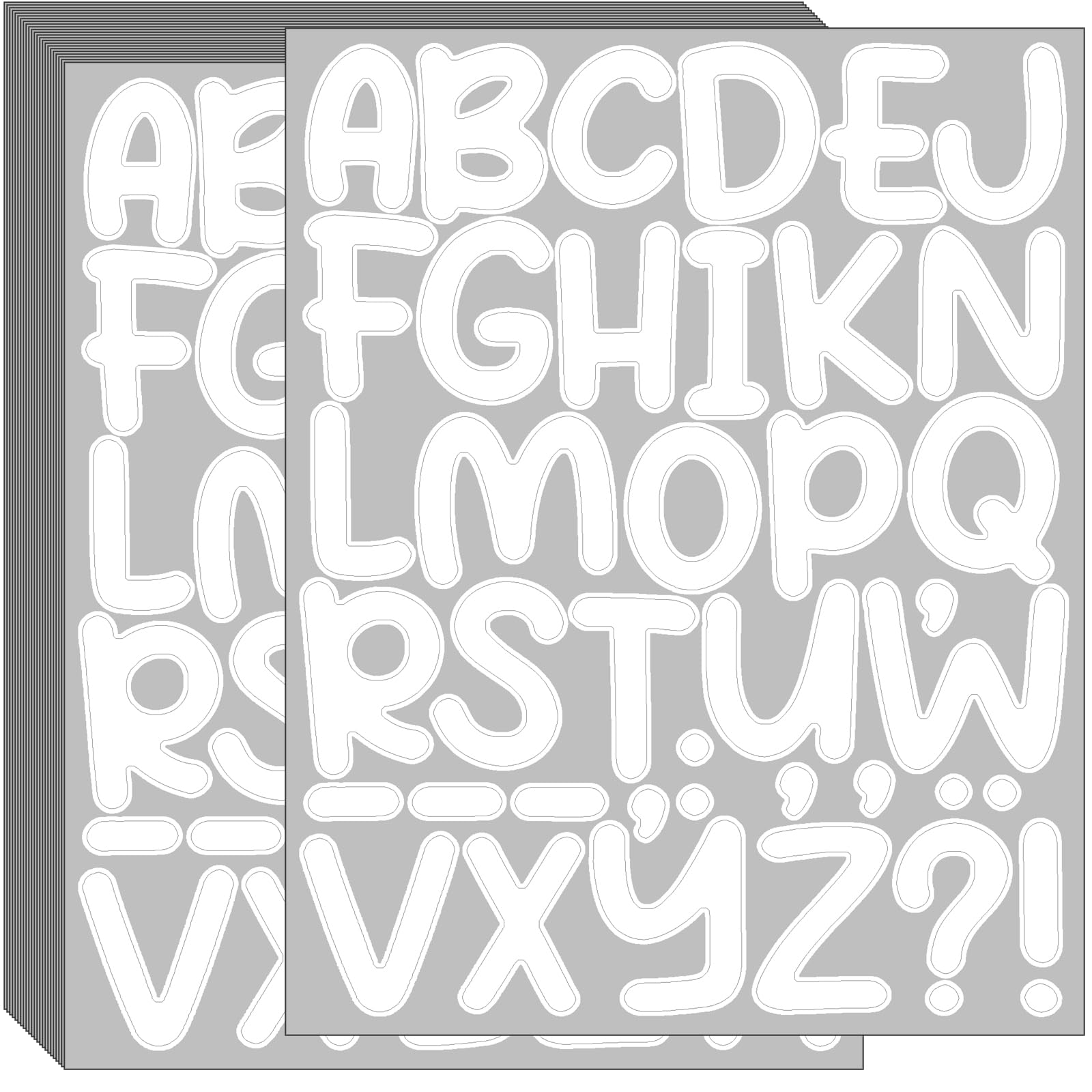 Photo 1 of Bemeol 912 Pieces Letter Stickers 24 Sheets 2 Inch Alphabet Letter Stickers Self Adhesive Sticker Letters for Bulletin Board Classroom Mailbox Door Home Decor(White)