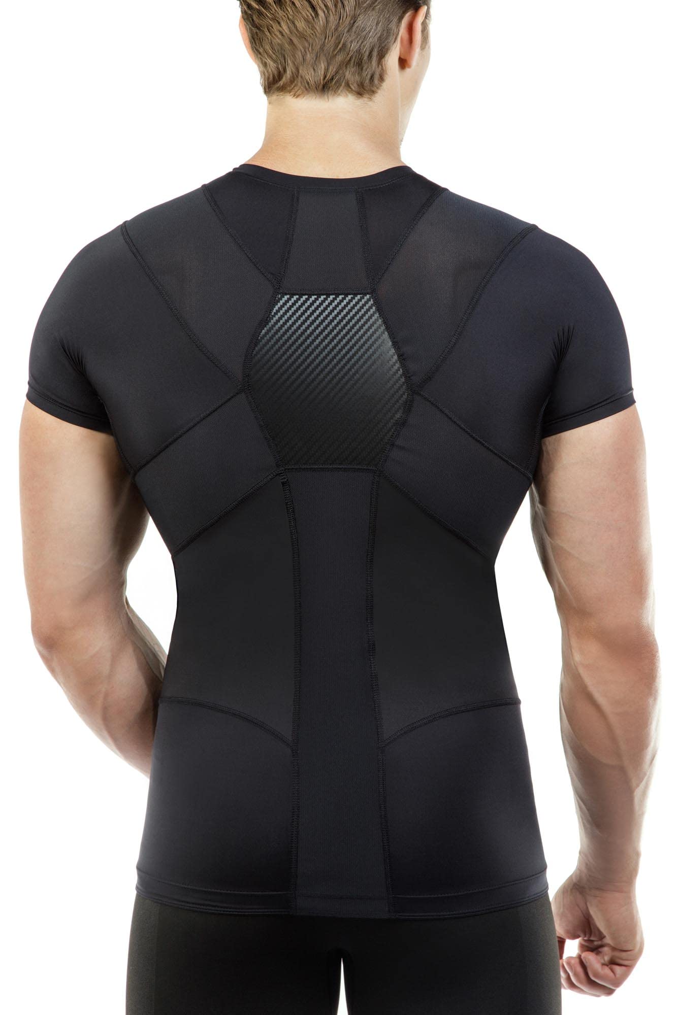 Relaxsan Posture 4070-RP (Black XXL) T Shirt, Back Straightener Posture Corrector for Man, Lumbar Support, Breathable