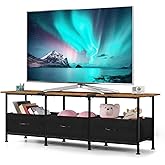 CADUKE TV Stand with Storage Drawers, Farmhouse Entertainment Center for 50/55/60 inch Television, Industrial TV Console Table for Living Room and Bedroom, Brown (Brown)