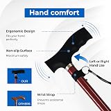 Life Healthcare Folding Walking Stick Adjustable Height Red Lightweight view 3