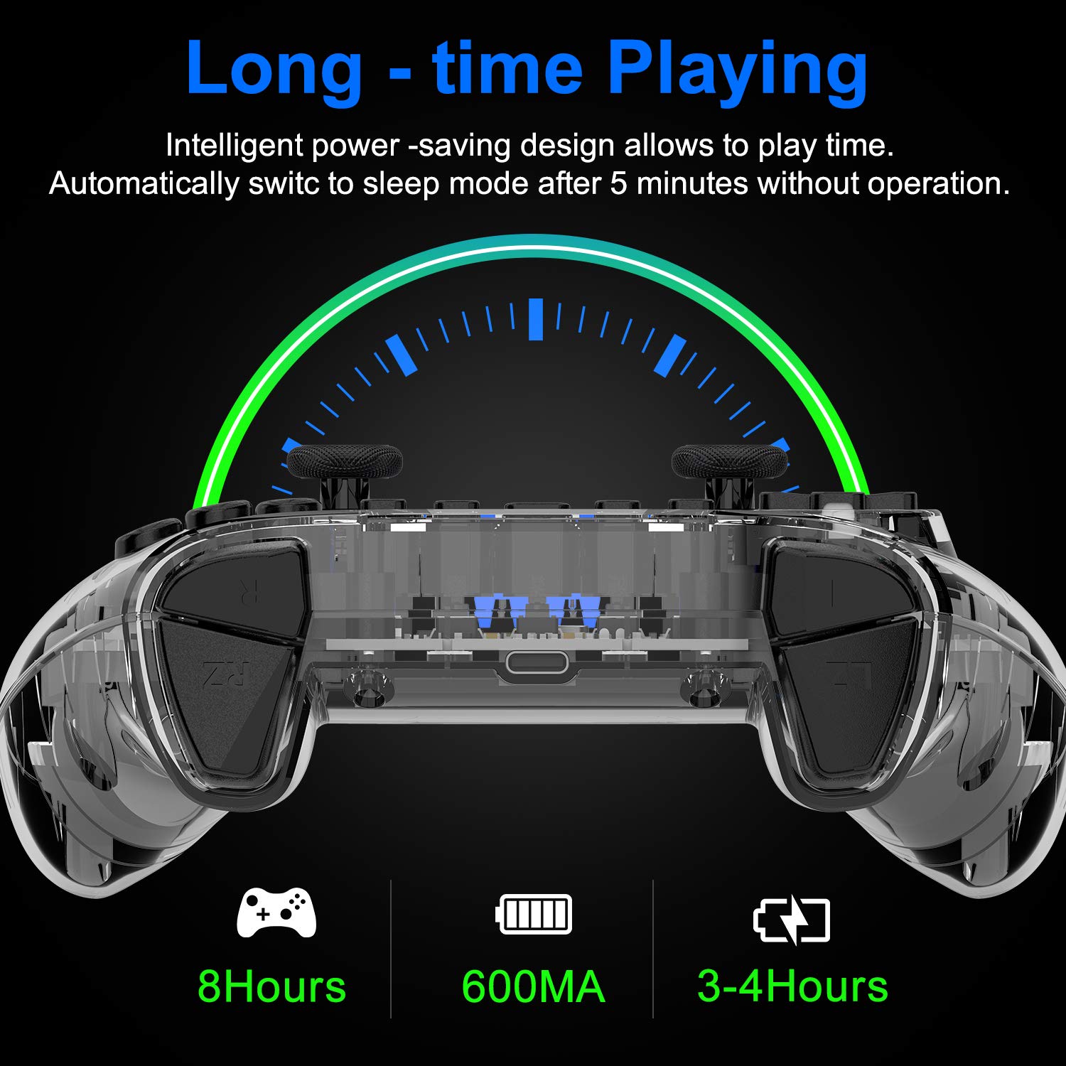 N-intendo Switch Pro Controller - Wireless Controller Remote with Dual Shock, Gyro Axis, Pro Switch Controller Gamepad Compatible with Bluetooth for N-intendo Switch Console (Clear)