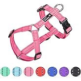 EXCELLENT ELITE SPANKER No Pull Dog Harness Reflective Nylon Vest L-Shaped Adjustable Easy Pet Harness for Small Medium Large Breeds Dogs Walking Training Black Red(Pink-M)