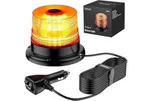 Justech 40 LED Magnetic Beacon Light, IP65 Waterproof Emergency Warning Light with 5m Straight Cord and 7 Flash Modes, 12V-24