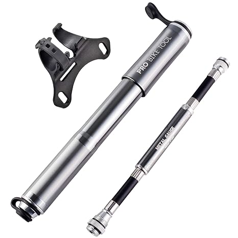 Pro Bike Tool Mini Fahrradpumpe mit Manometer für Presta & Schrader Ventile- Hoher Druck bis 6,9 Bar - zuverlässig, kompakt &