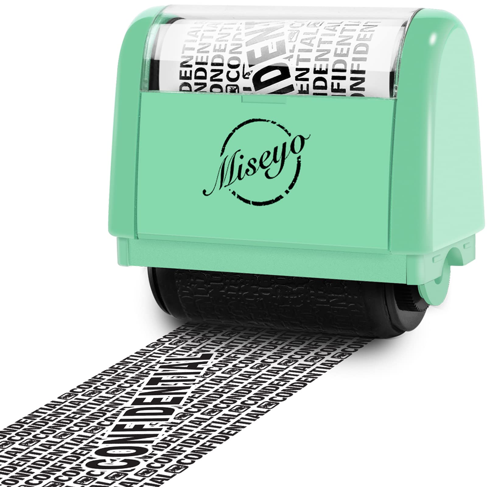 Miseyo Wide Roller Stamp Identity Theft Stamp 1.5 Inch Perfect for Privacy Protection - Green