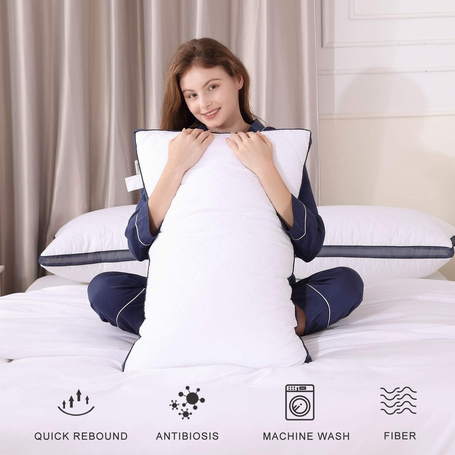 Pillows for Sleeping(2-Pack) , Luxury Hotel Gel Pillow ,Bed Pillows for Side and Back Sleeper (Queen): Kitchen & Dining