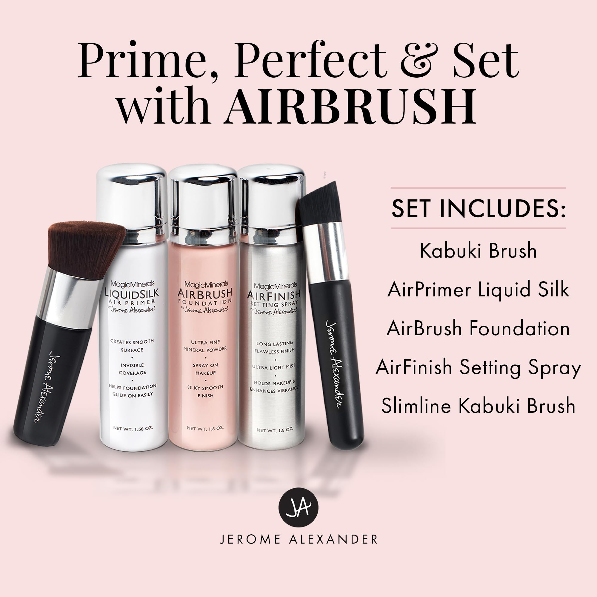 Magic Minerals AirBrush Foundation System by Jerome Alexander Complete 5pc Spray Makeup Set
