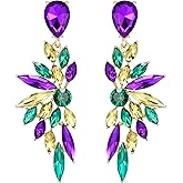 BriLove Women's Wedding Bridal Crystal Teardrop Multi Marquise Cluster Bling Dangle Earrings