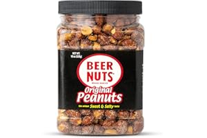 BEER NUTS Original Peanuts, Resealable Jar, Sweet and Salty, Gluten-Free, Kosher, Low Sodium Peanut Snacks (19oz)