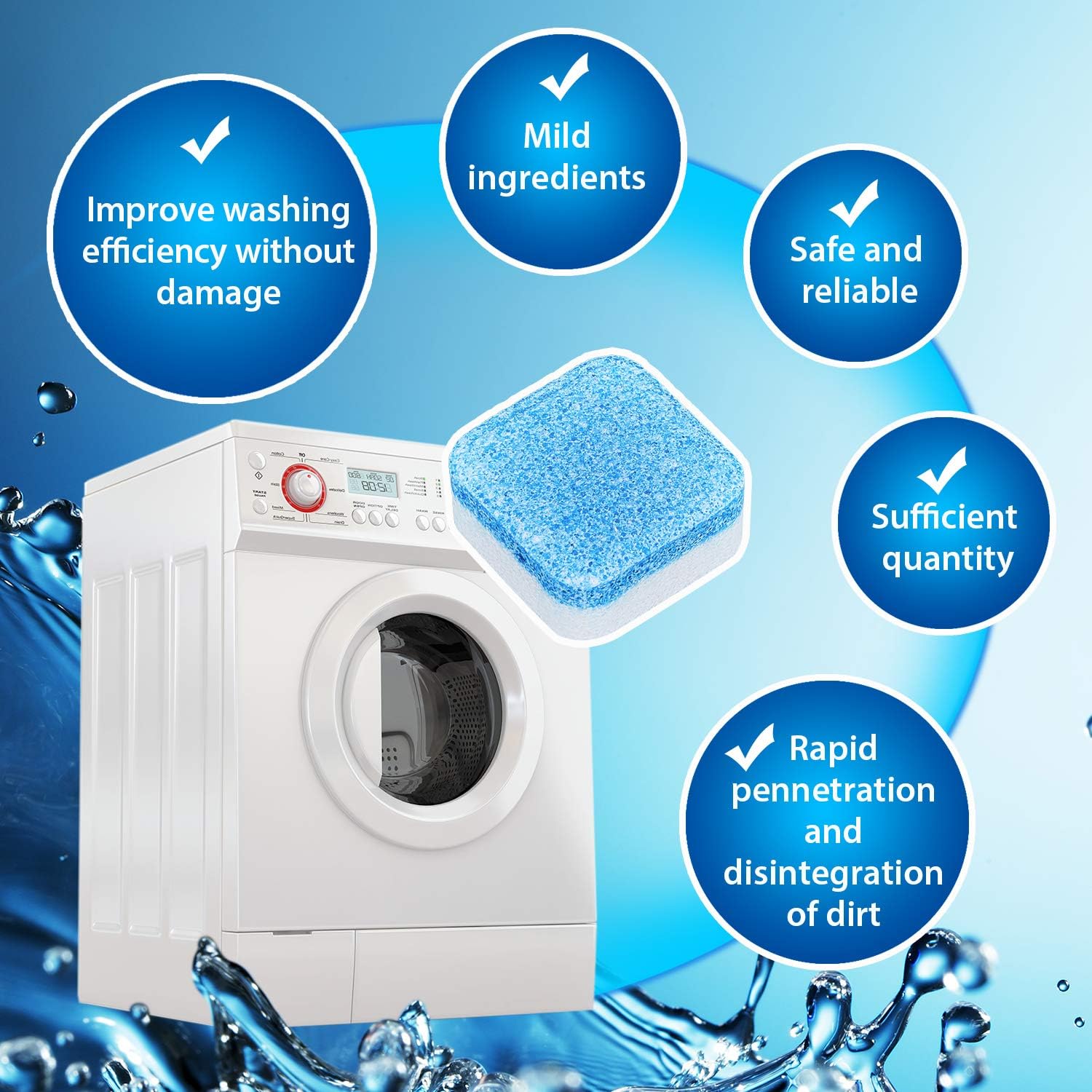 Amazon Com 30 Pieces Solid Washing Machine Cleaner Effervescent Tablet Washer Cleaner Deep Cleaning Remover With Triple Decontamination For Bath Room Kitchen Health Personal Care
