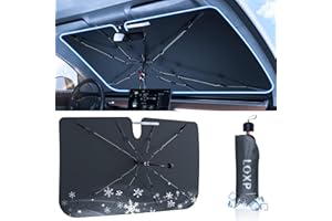 LOXP [2024 Upgrade Full Sun Protection] Windshield Sun Shade Umbrella for Car [Newest Vinyl Coating] Protect Car Interior from Sun Rays & Heat, Keep Cooler, Car Windshield Sun Shade Cover(M 57" L X 33" W)